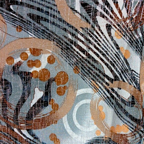 EMILY DANIELS-Women's Top-Brushed Abstract-3/4 Sleeve-SMALL-Black-Gray-Tan-White - Picture 12 of 15